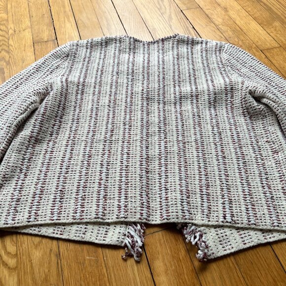 Theory Size L Beige Red Black Galinne Speckled Boucle Cropped Knit Jacket - Picture 11 of 12